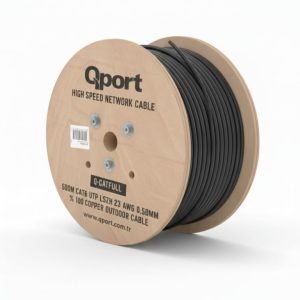 Qport 500metre Cat6 Utp 23awg Siyah Outdoor Makaralı Lszh