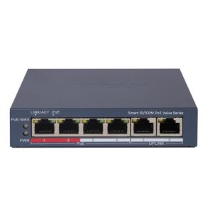 Hikvision 4port Poe 30W 10/100 Yönetilemez Switch Metal