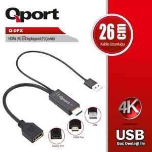 Qport Q-dpx 0.15metre Hdmi-dp (dişi) Çevirici Adaptör