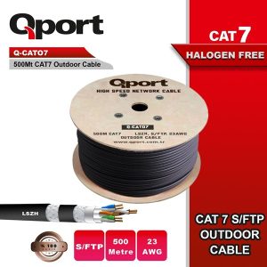 Qport 500metre Q-cato7 S/ftp 23awg Cat7 Siyah Kablo