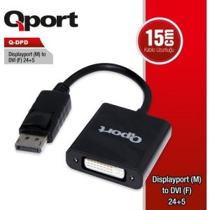 Qport Q-dpd 0.15metre Dp-dvi (24+5) Görüntü Adaptörü Beyaz