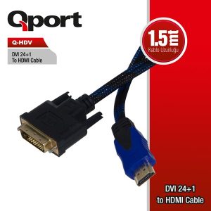 Qport 1.5metre Q-hdv Dvi (24+1)-hdmi Converter Çevirici