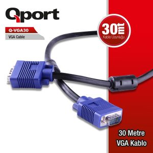 Qport 30metre Q-vga30 Vga Görüntü Kablosu